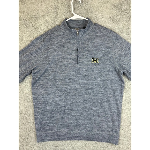 University Of Michigan Wolverines Sweatshirt Mens Medium Gray1/4 Zip Pullover